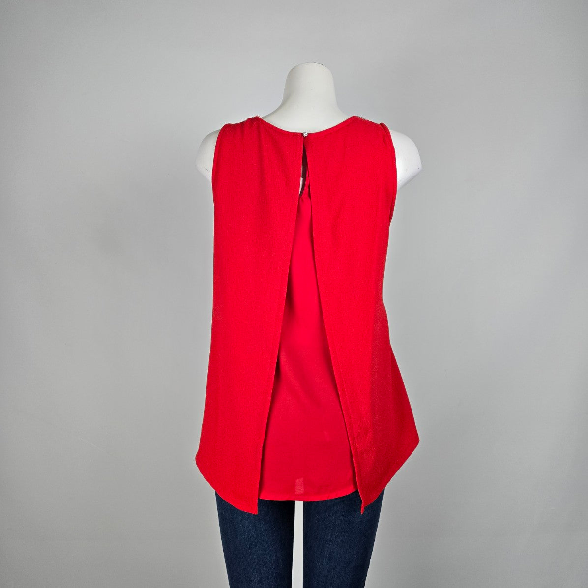 Jules & Leopold Red Crystal Flower Detail Sleeveless Blouse Top Size M
