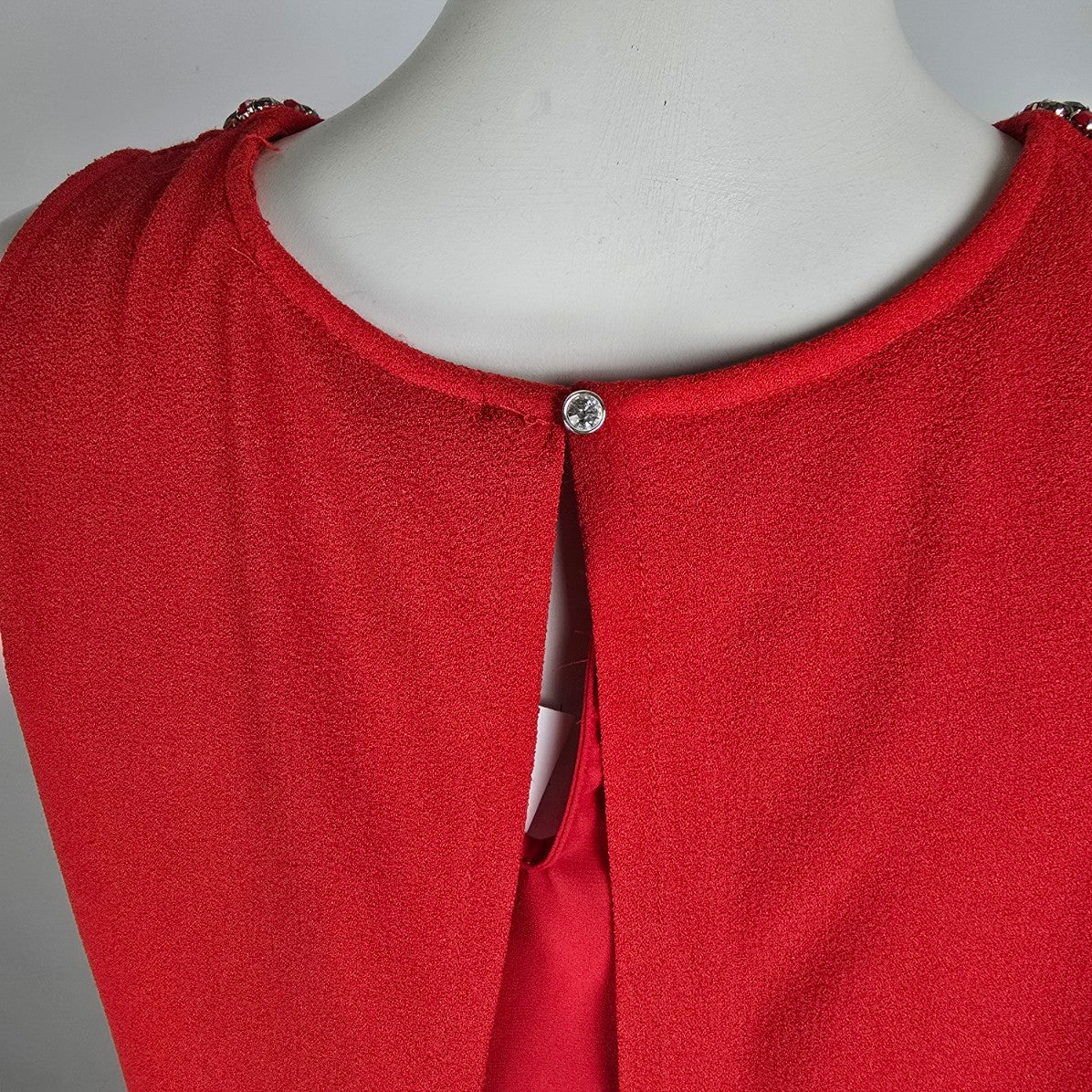Jules & Leopold Red Crystal Flower Detail Sleeveless Blouse Top Size M