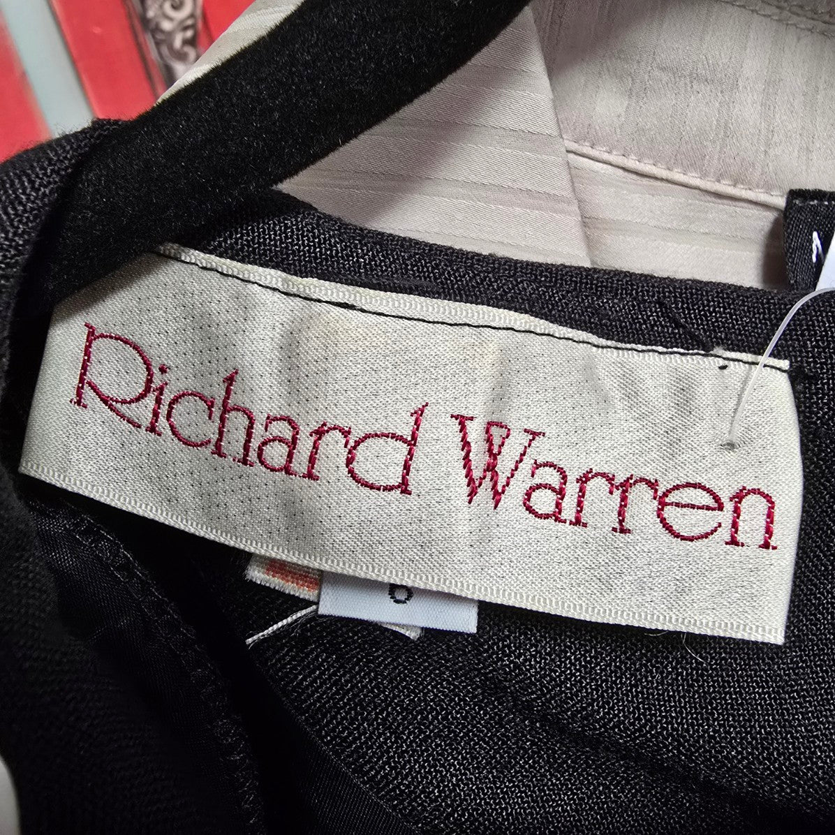 Vintage Richard Warren Black Cotton Button Back Cropped Blouse Size 6