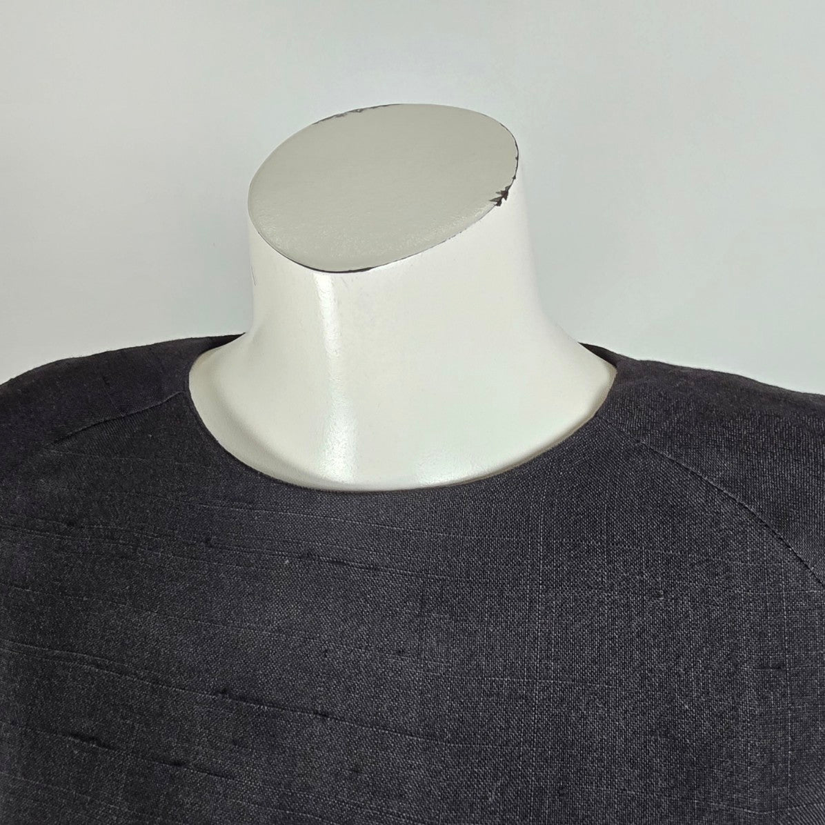 Vintage Richard Warren Black Cotton Button Back Cropped Blouse Size 6