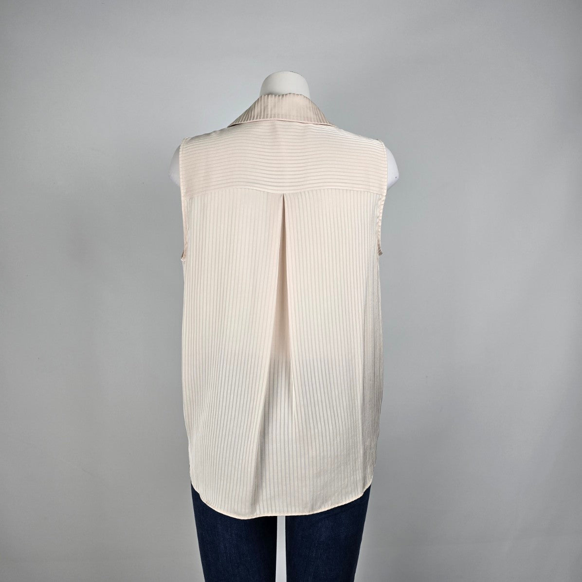 Modern Works Nude Pin Stripped V Neck Sleeveless Cross Over Blouse Size M