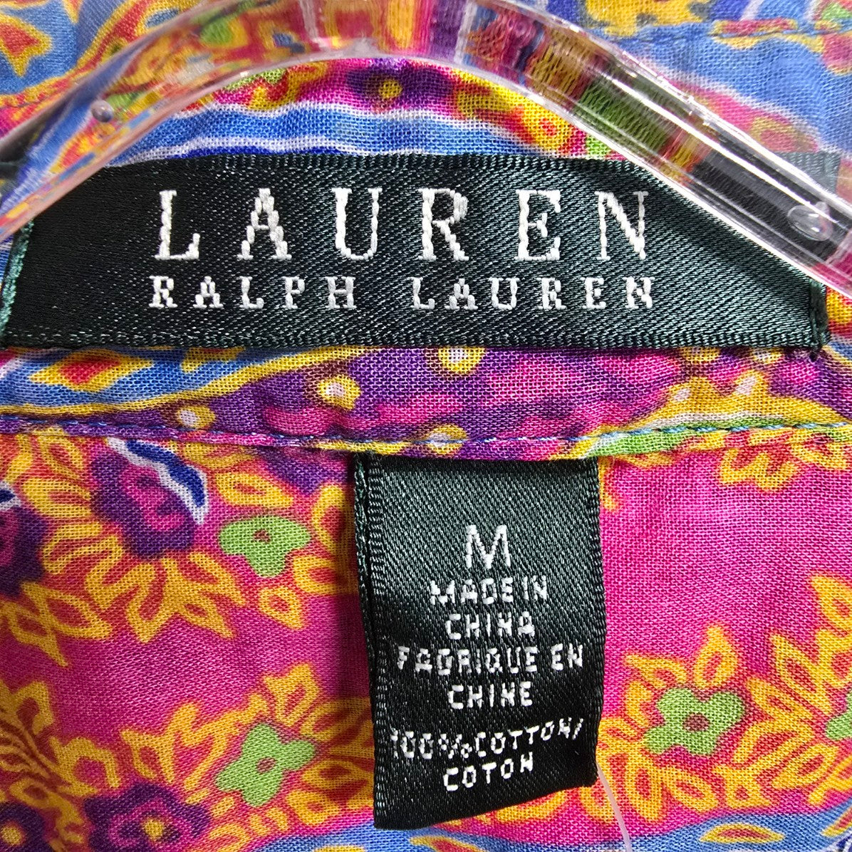 Lauren Ralph Lauren Bright Paisley Print Button Up Shirt Size M