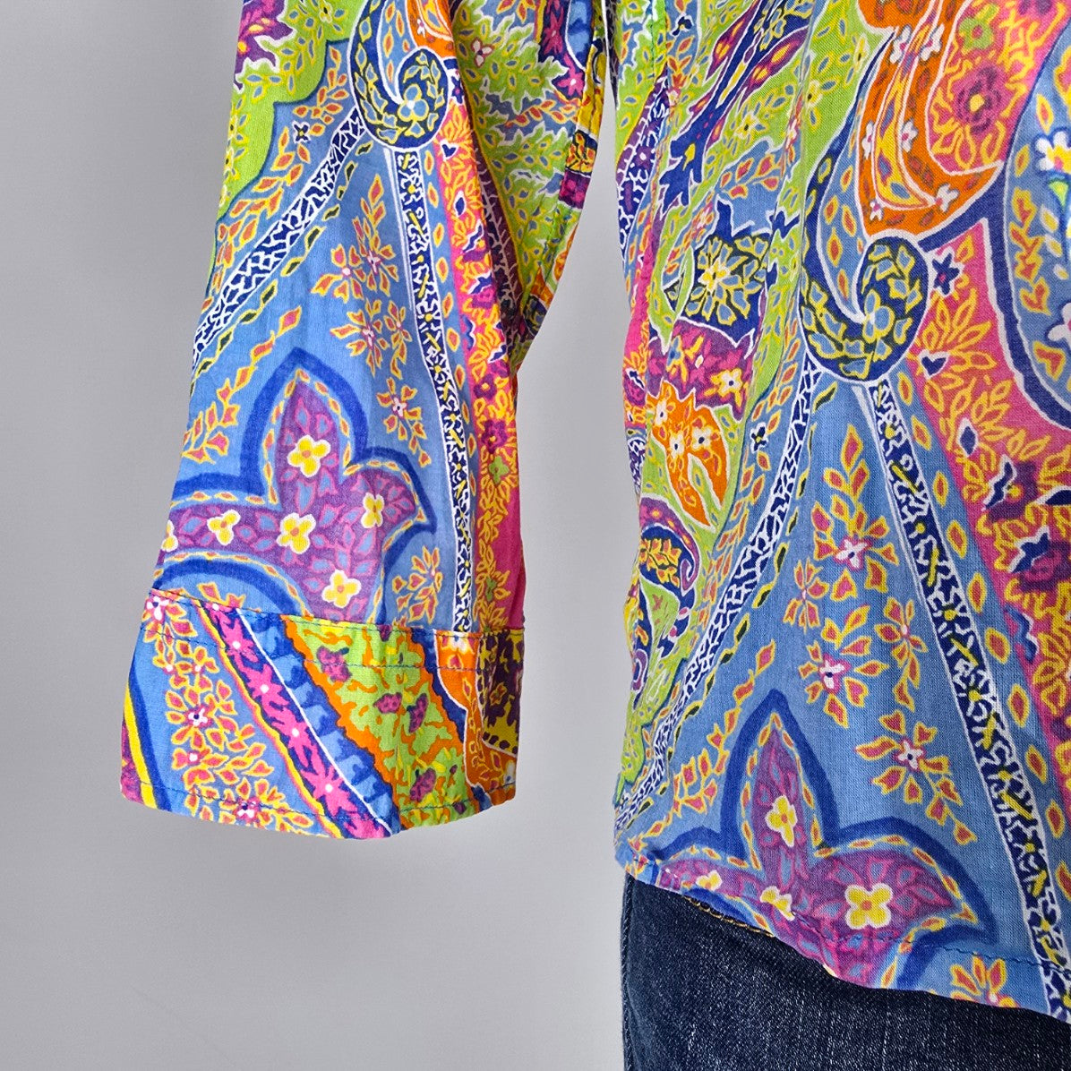 Lauren Ralph Lauren Bright Paisley Print Button Up Shirt Size M