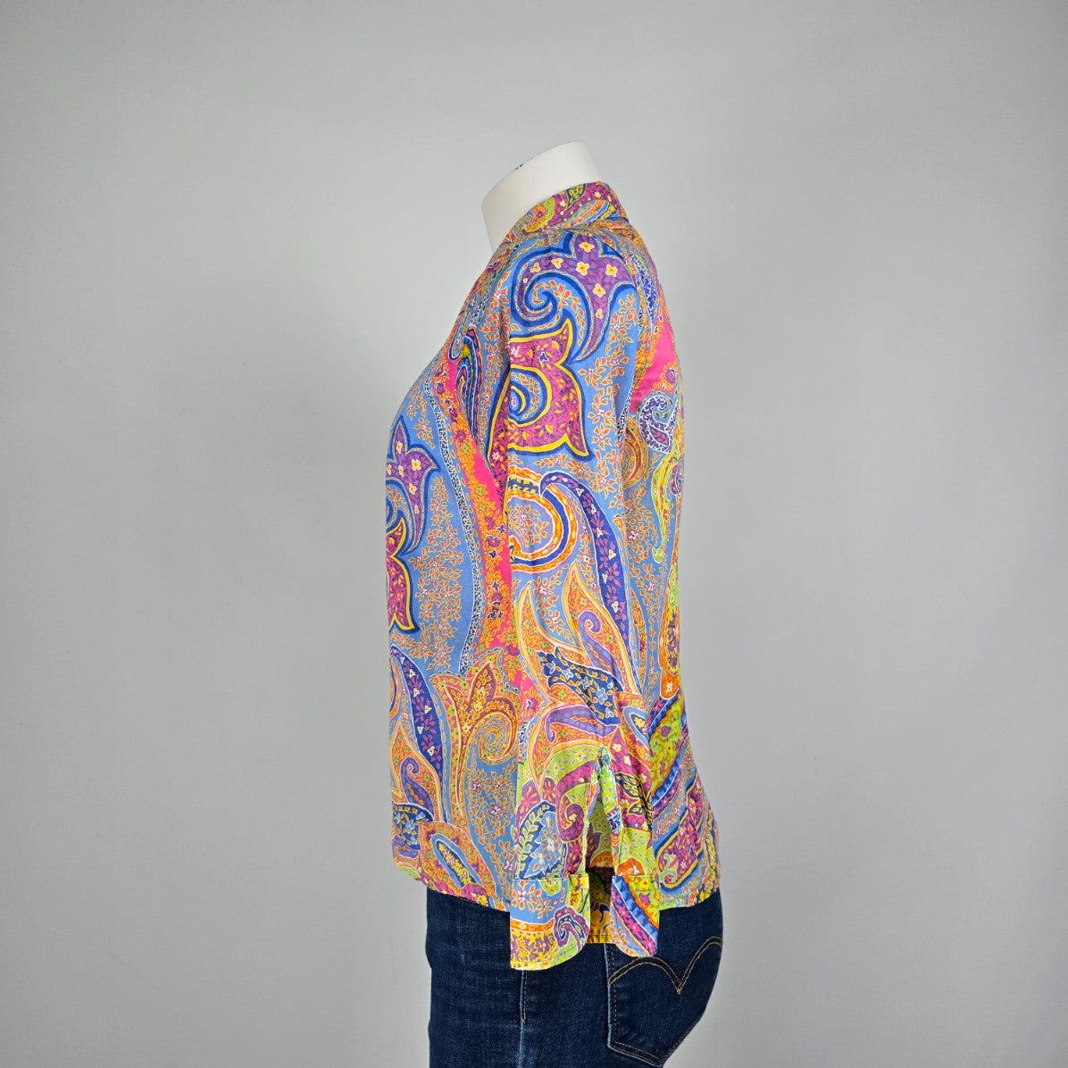 Lauren Ralph Lauren Bright Paisley Print Button Up Shirt Size M