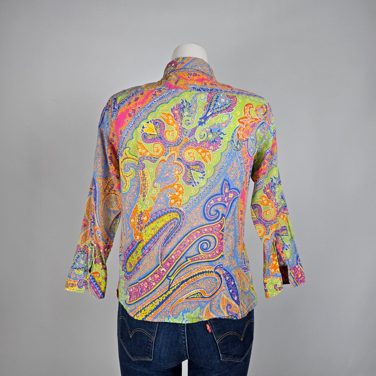 Lauren Ralph Lauren Bright Paisley Print Button Up Shirt Size M