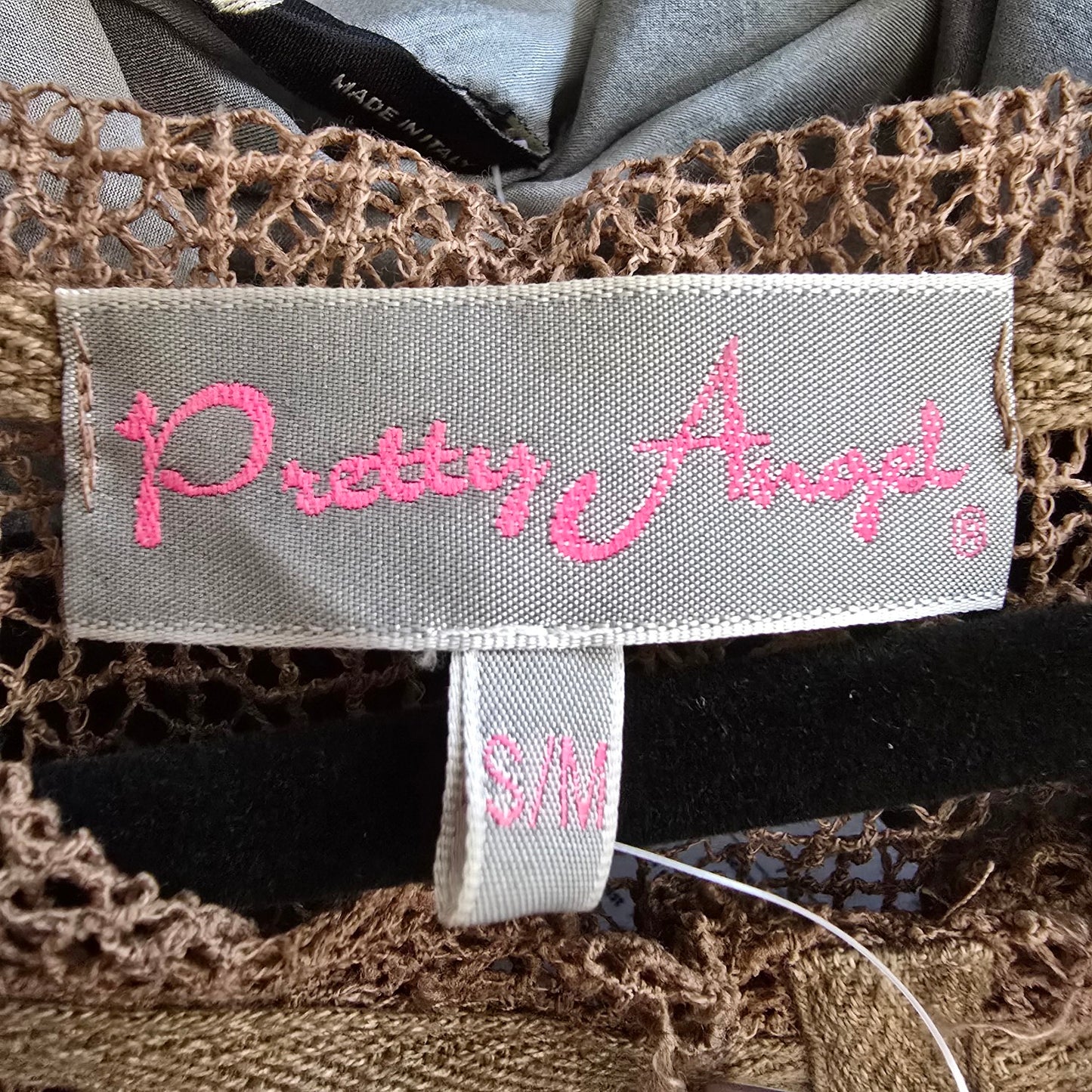 Pretty Angel Brown Linen Lace A-Line Top Size S/M
