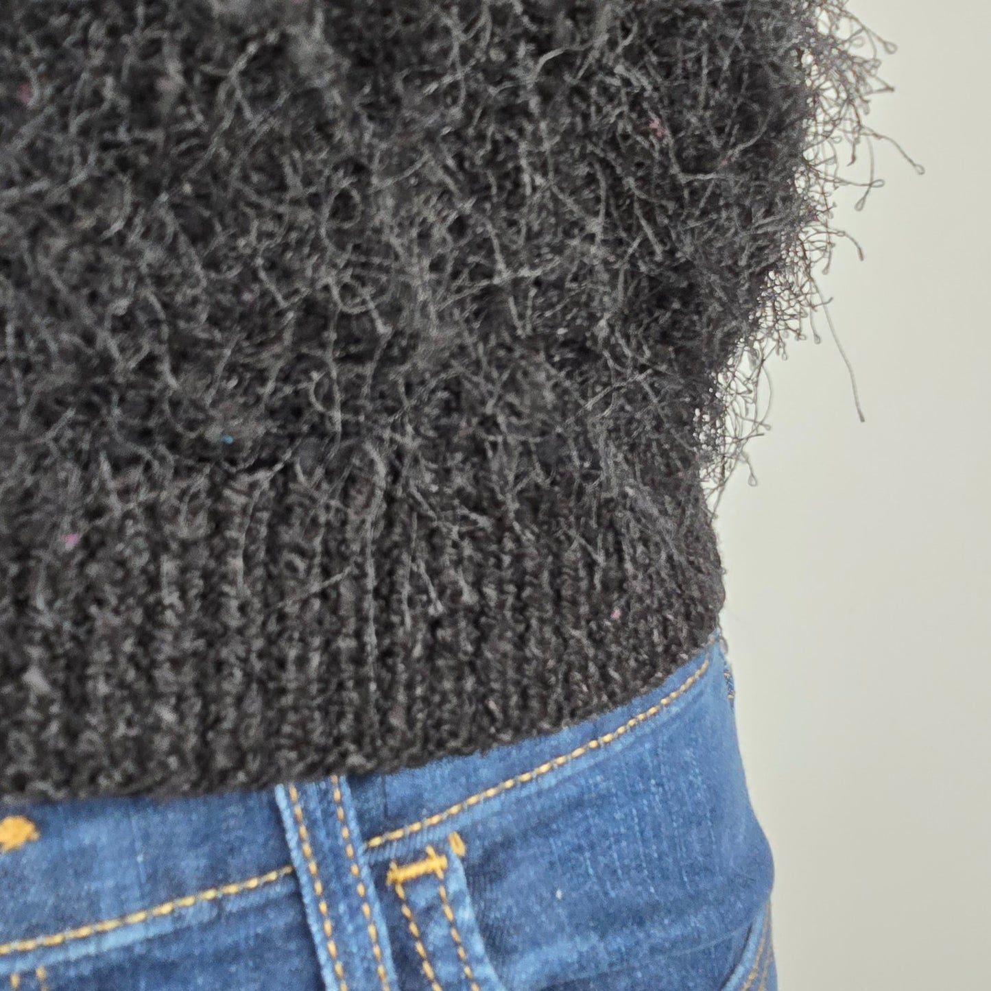 Vintage Mona's Handknit Black Knit Tank Top Size S