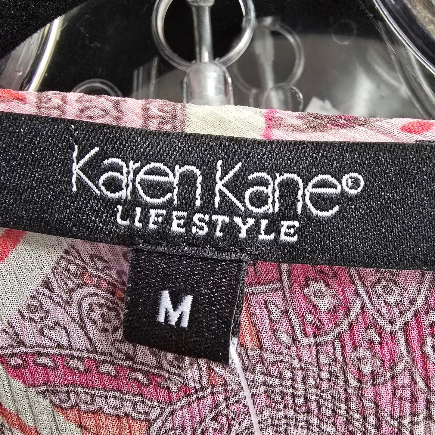 Karen Kane Pink Paisley Belle Sleeve Sheer Blouse Size M
