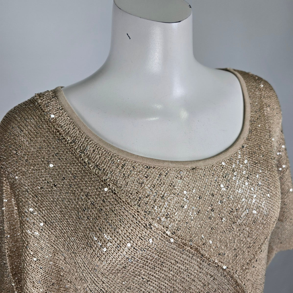 Cache Brown Open Knit Short Sleeve Sweater Size XS