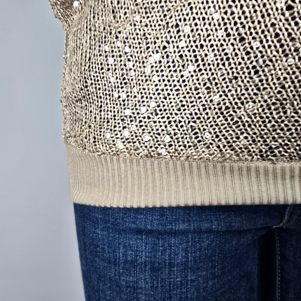 Cache Brown Open Knit Short Sleeve Sweater Size XS
