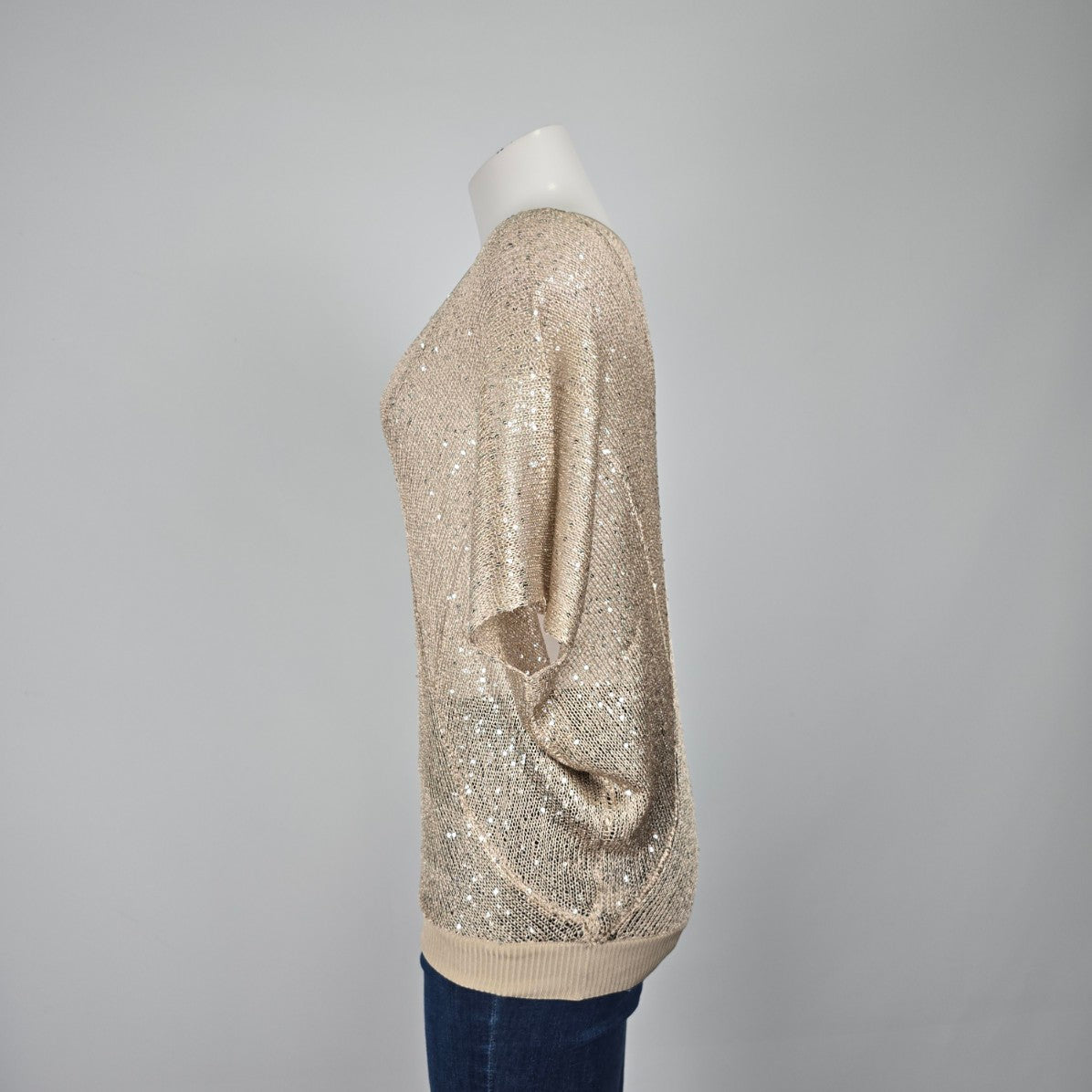 Cache Brown Open Knit Short Sleeve Sweater Size XS