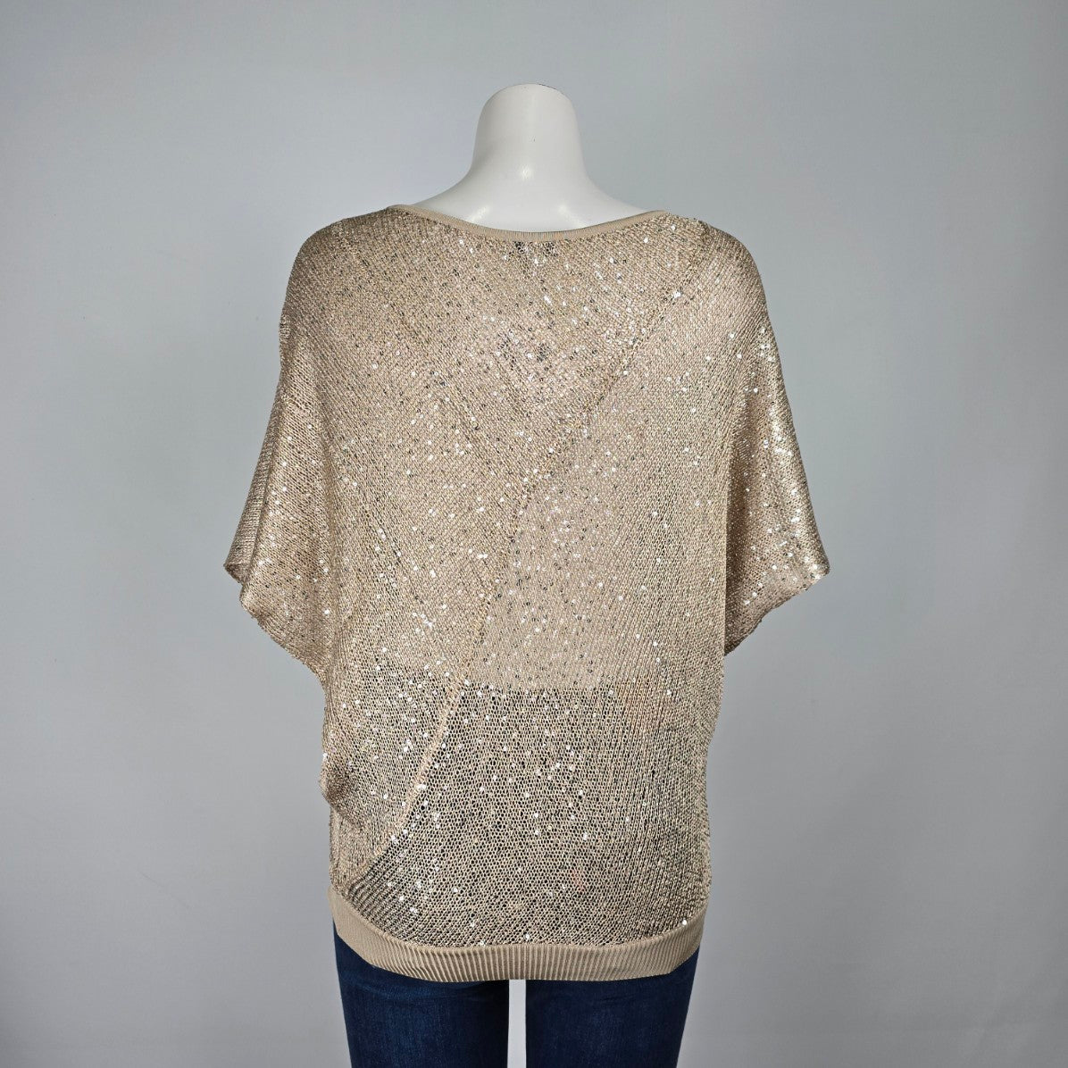 Cache Brown Open Knit Short Sleeve Sweater Size XS