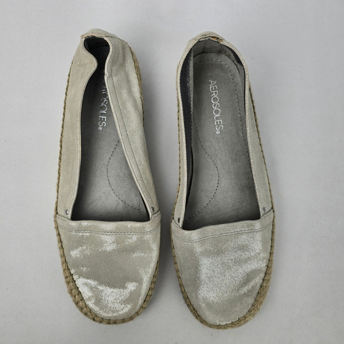 Aerosoles Cream Metallic Espadrilles Flat Shoes Size 10