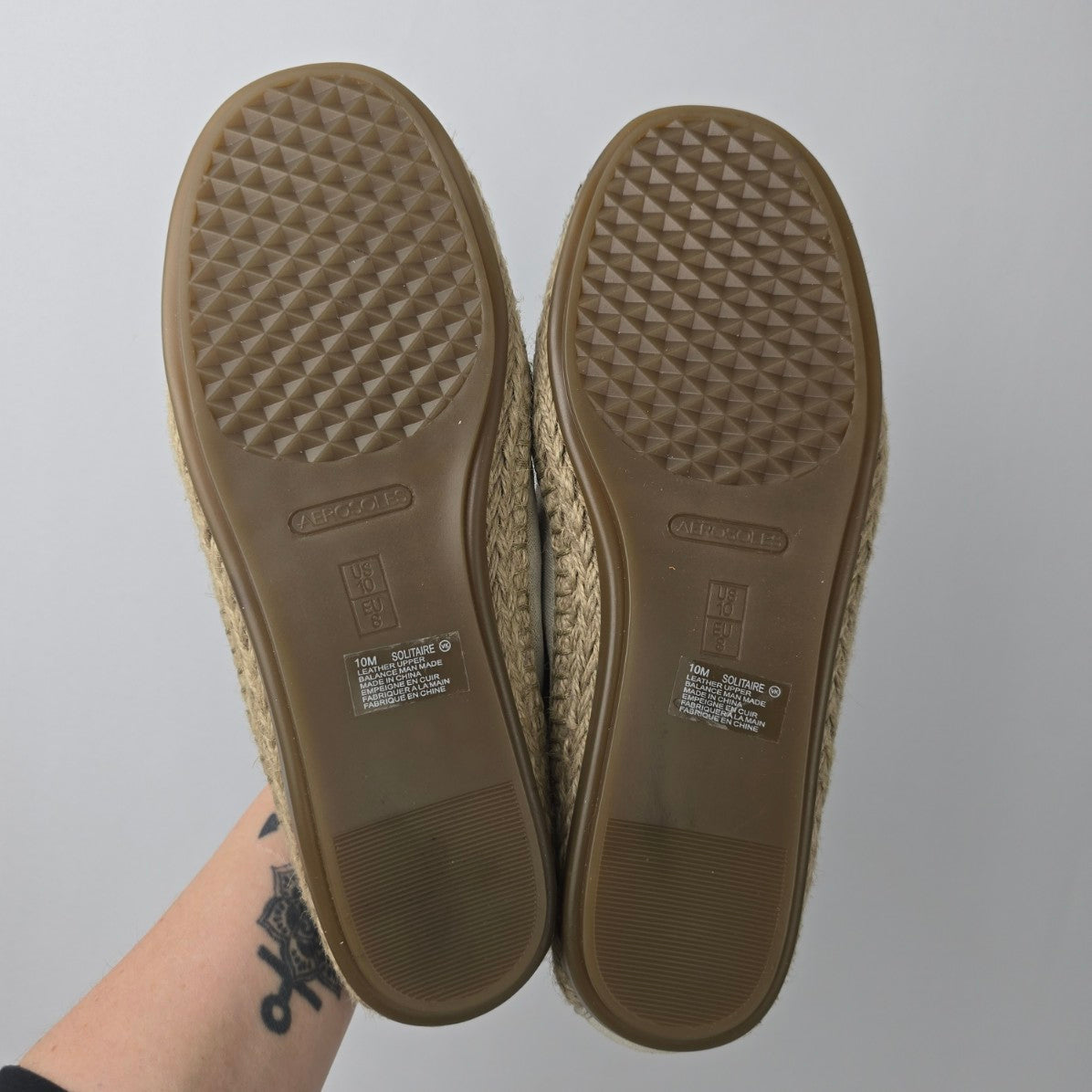 Aerosoles Cream Metallic Espadrilles Flat Shoes Size 10