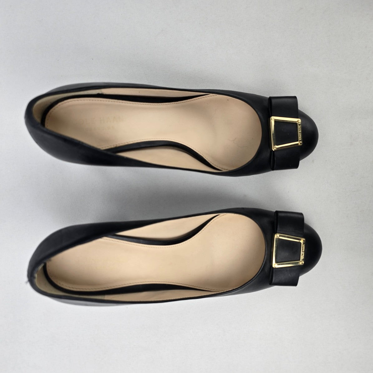 Cole Haan Black Leather Chunky Heeled Shoes Size 7.5