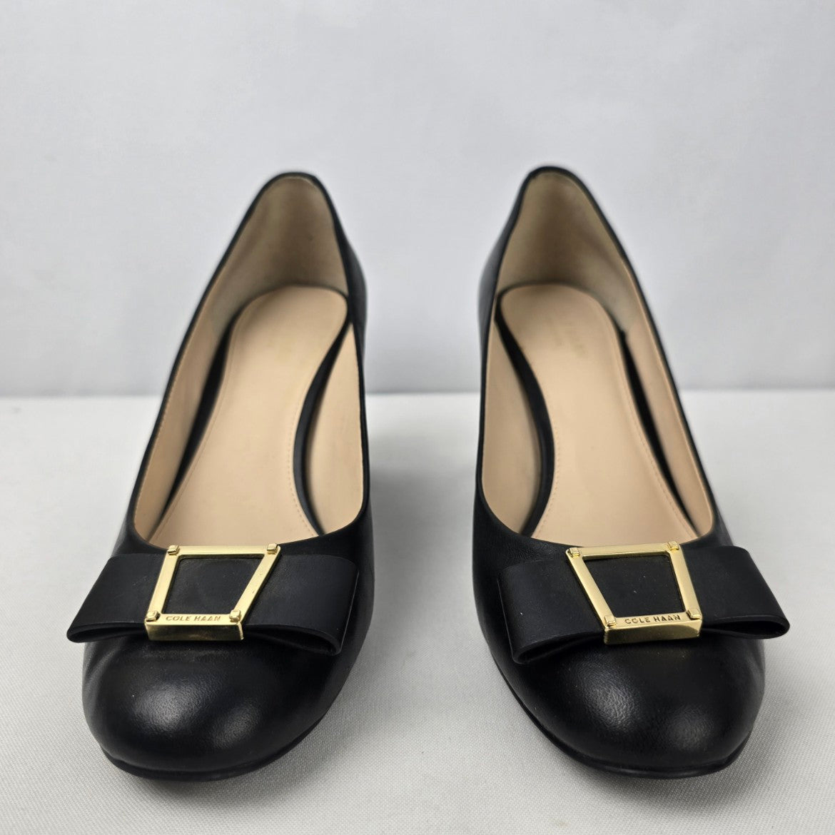 Cole Haan Black Leather Chunky Heeled Shoes Size 7.5