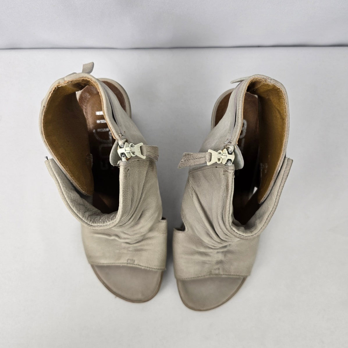 Mjus Grey Leather Gladiator Wedge Sandals Size 6.5