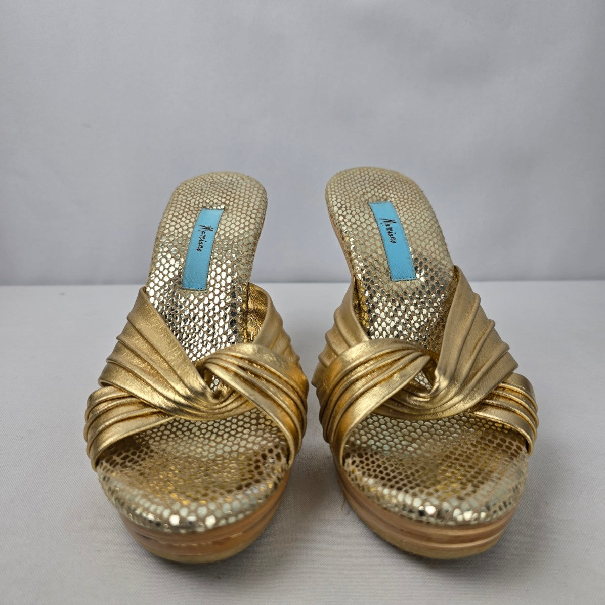 Marciano Gold Mule Heeled Sandals Size 8
