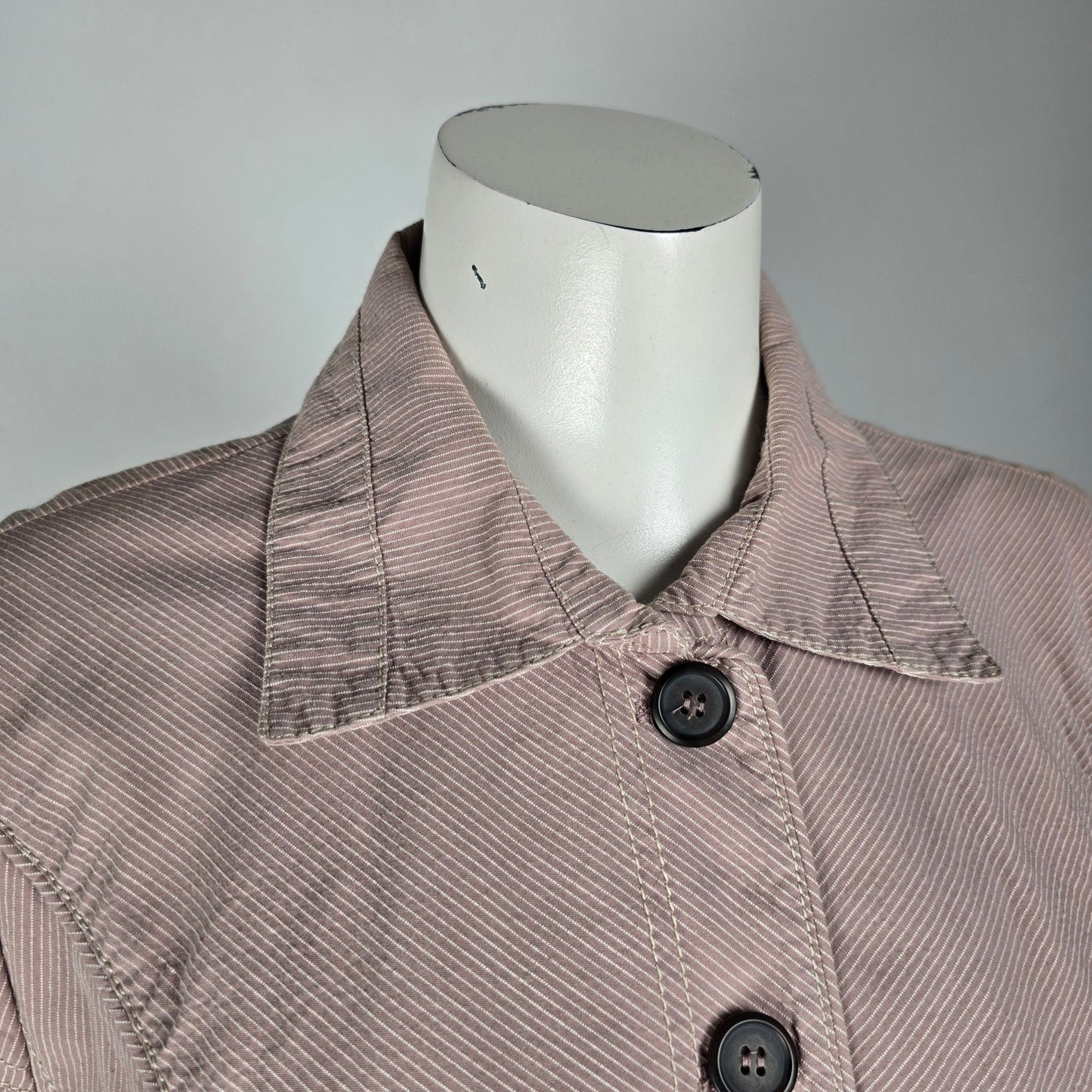 Sandwich Brown Pi Stripe Cotton Button Up Jacket Size 42/12