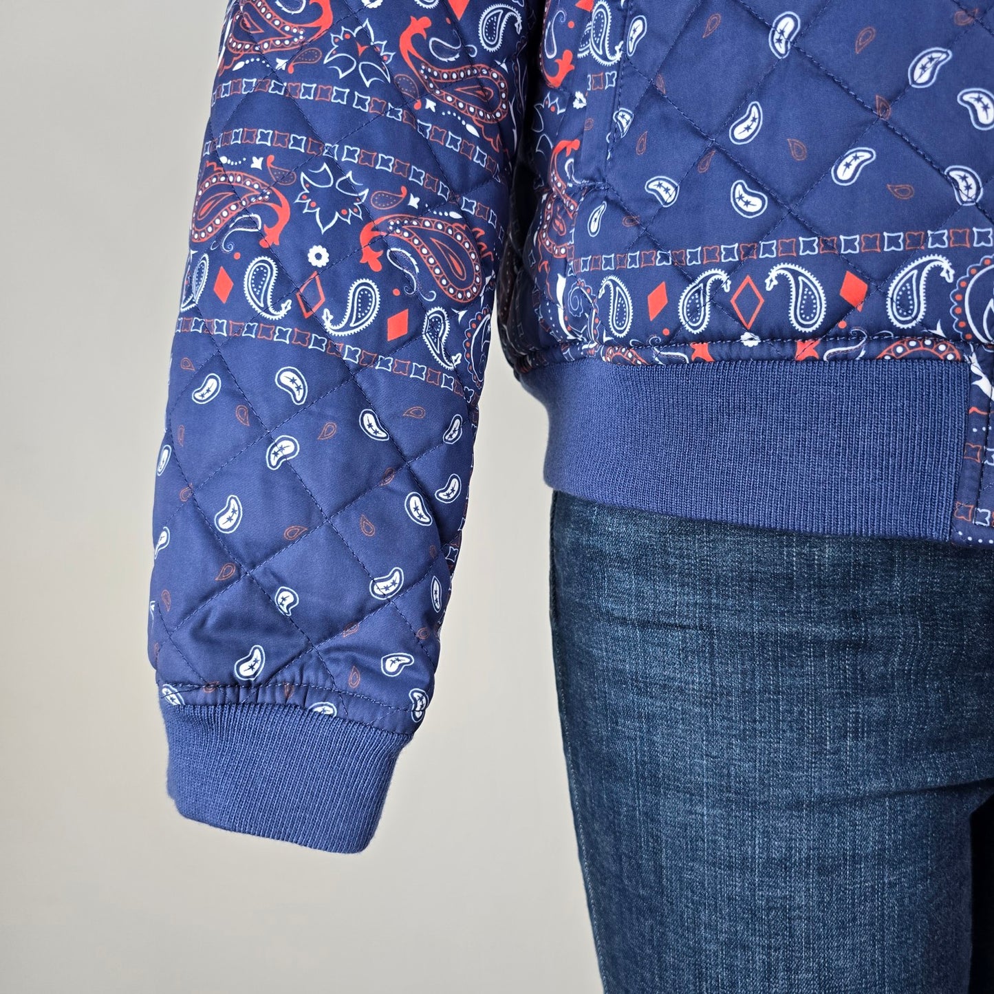 Levi's Diamond Quilted Blue Bandana Print Jacket Size L