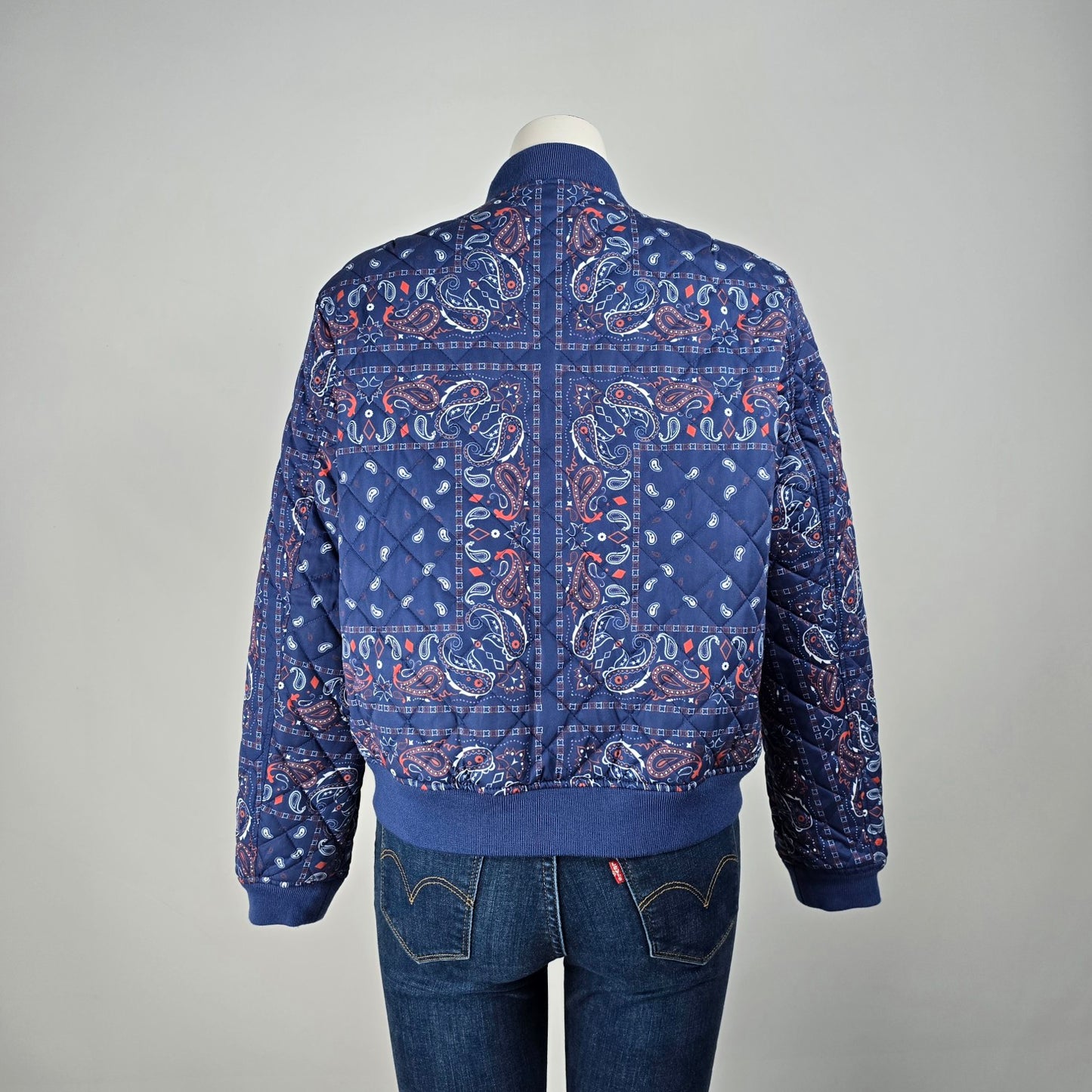 Levi's Diamond Quilted Blue Bandana Print Jacket Size L