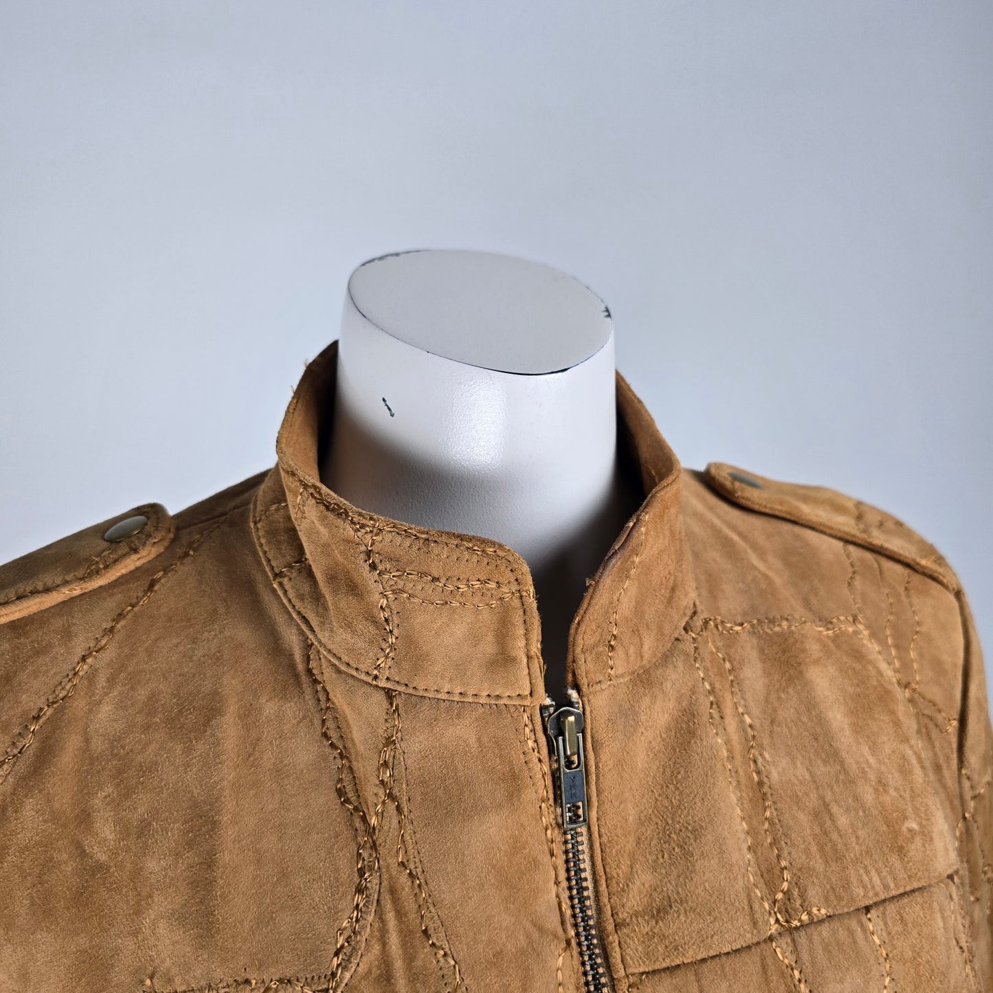 Vintage Krochetta Brown Suede Leather Jacket Size L/XL