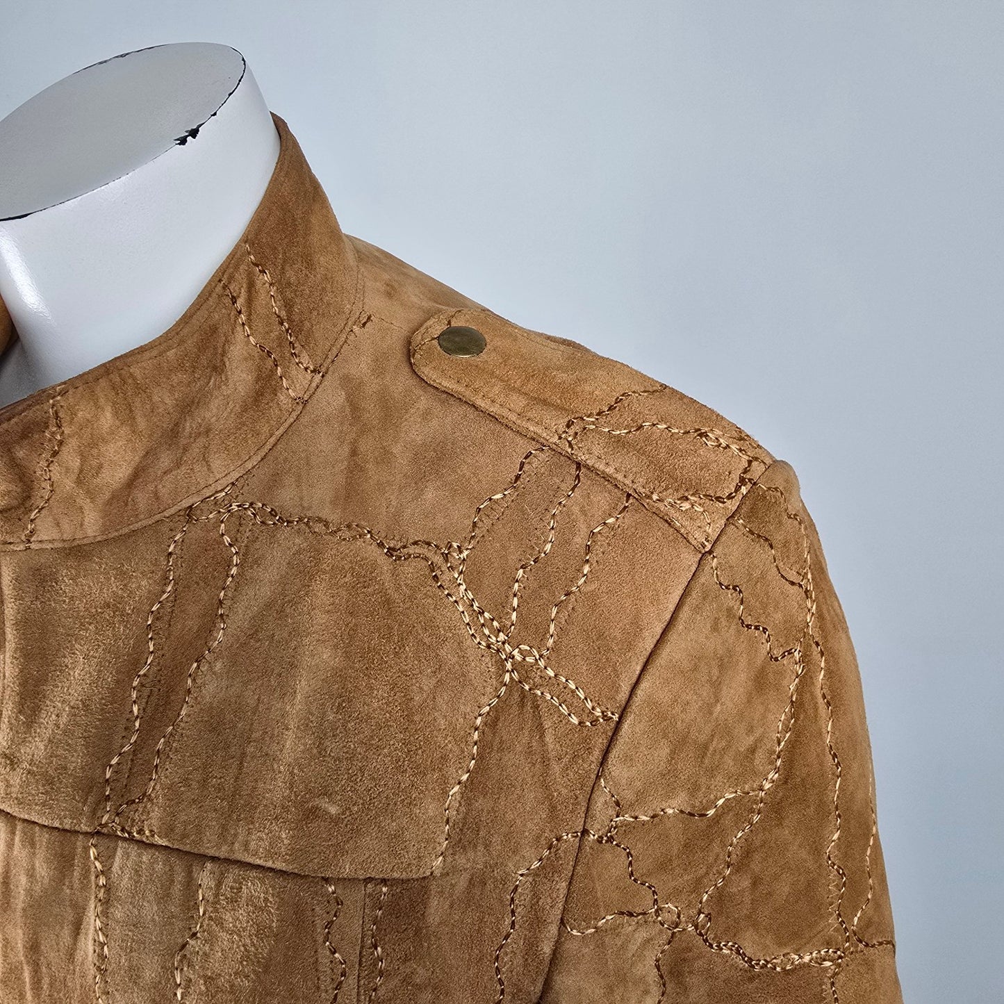 Vintage Krochetta Brown Suede Leather Jacket Size L/XL