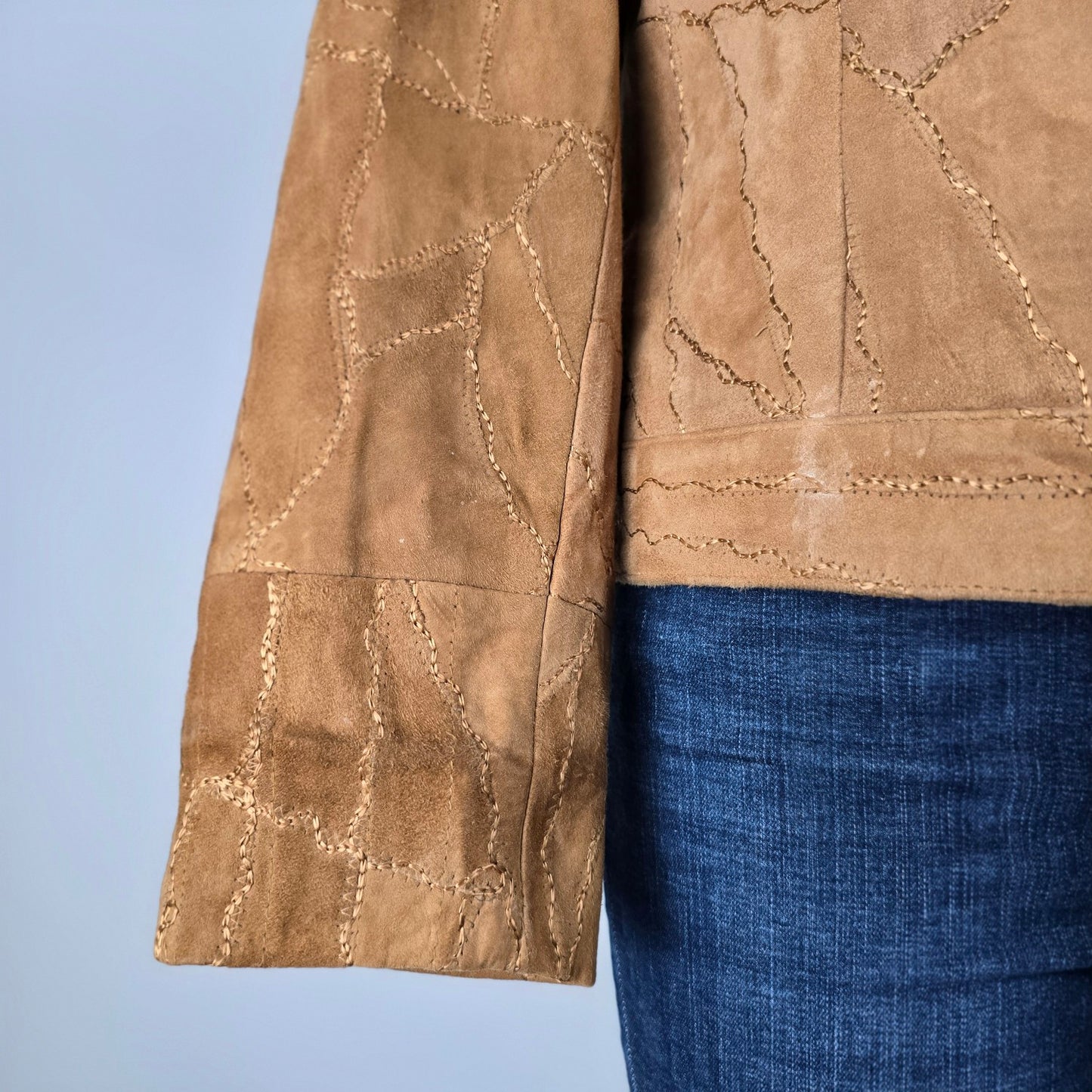 Vintage Krochetta Brown Suede Leather Jacket Size L/XL