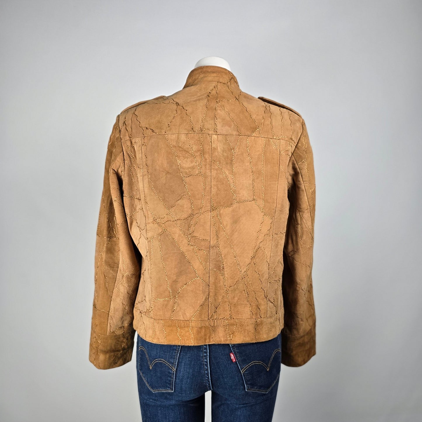 Vintage Krochetta Brown Suede Leather Jacket Size L/XL