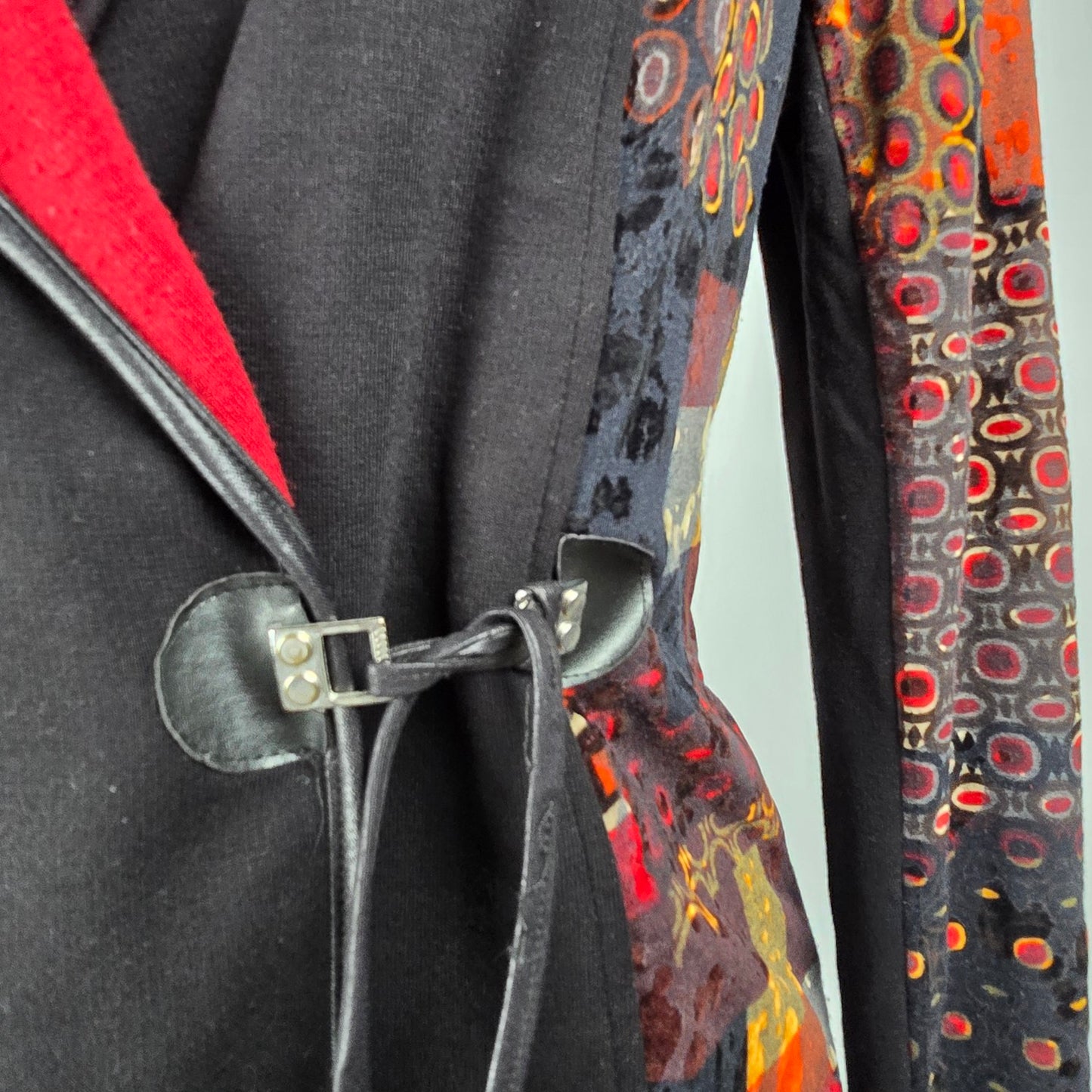 Dolcezza Red Art Print Knit Blazer Jacket Size L