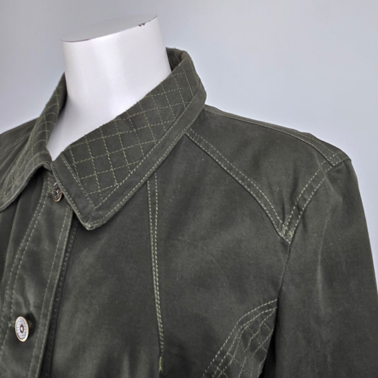 FDJ French Dressing Green Cotton Button Up Light Jacket Size M