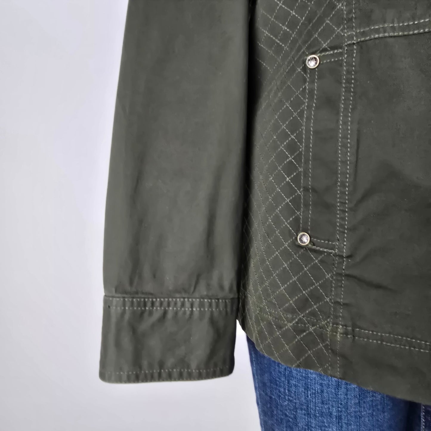 FDJ French Dressing Green Cotton Button Up Light Jacket Size M