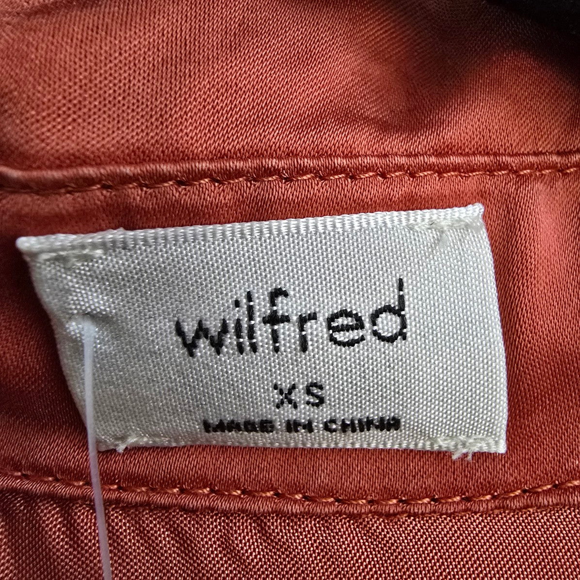Wilfred Rust Orange Silky Tie Front Blouse Size XS