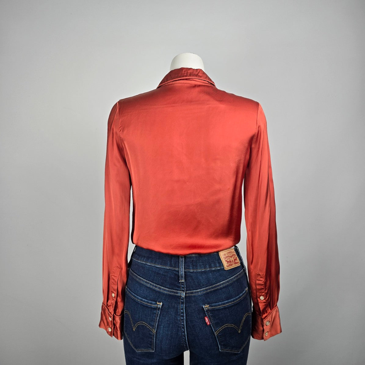 Wilfred Rust Orange Silky Tie Front Blouse Size XS