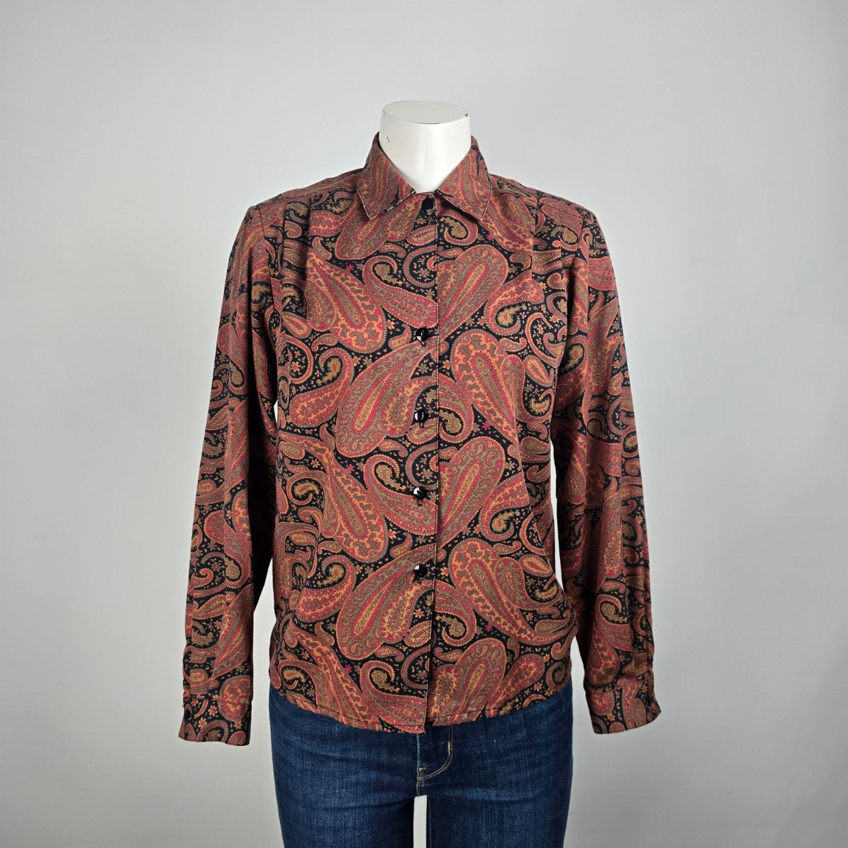 Vintage Mister Leonard Pink Paisley Button Up Blouse Size 8