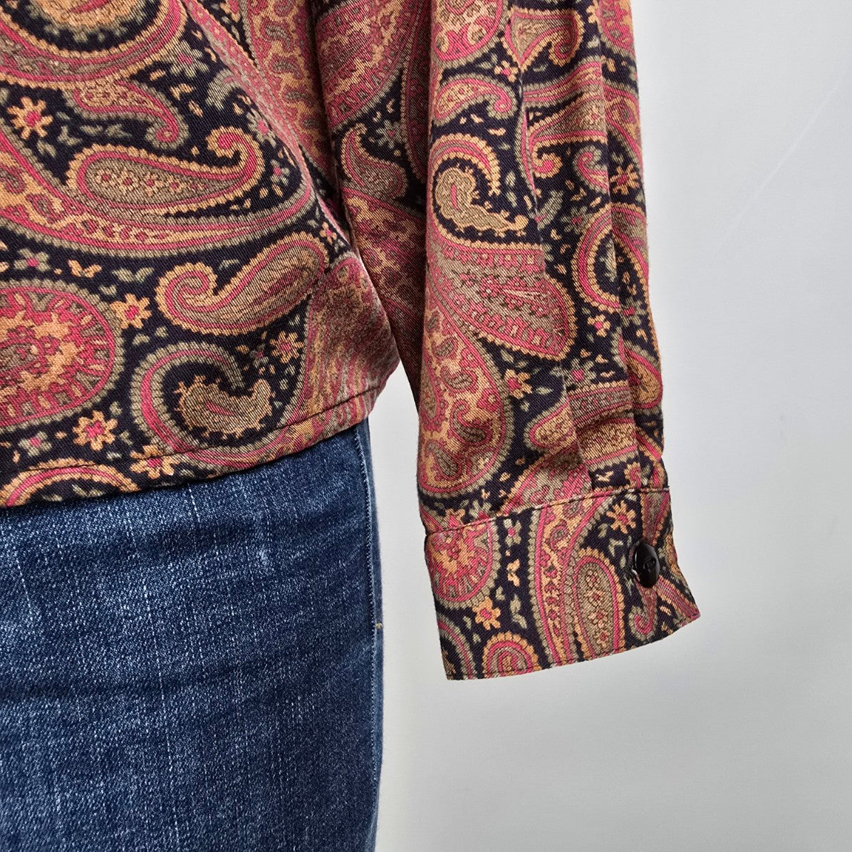 Vintage Mister Leonard Pink Paisley Button Up Blouse Size 8