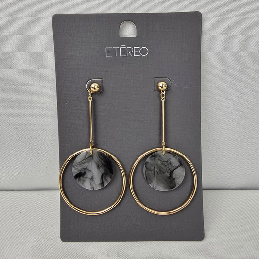Etereo Gold Tone Grey Swirl Drop Earrings