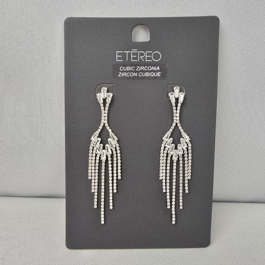 Etereo Silver Cubic Zirconia Crystal Chandelier Earrings