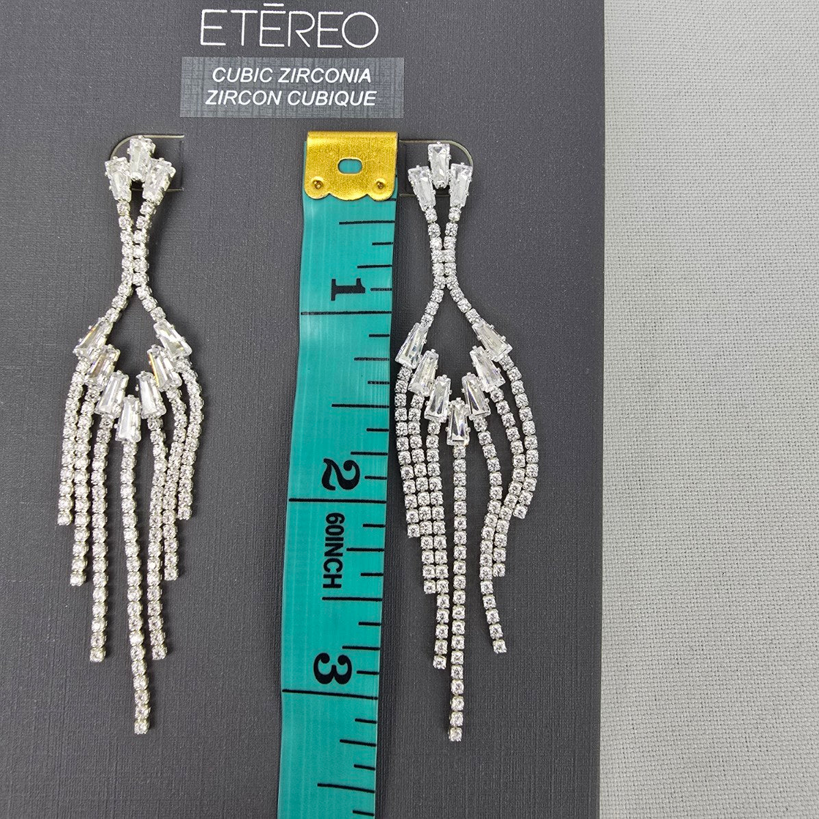 Etereo Silver Cubic Zirconia Crystal Chandelier Earrings