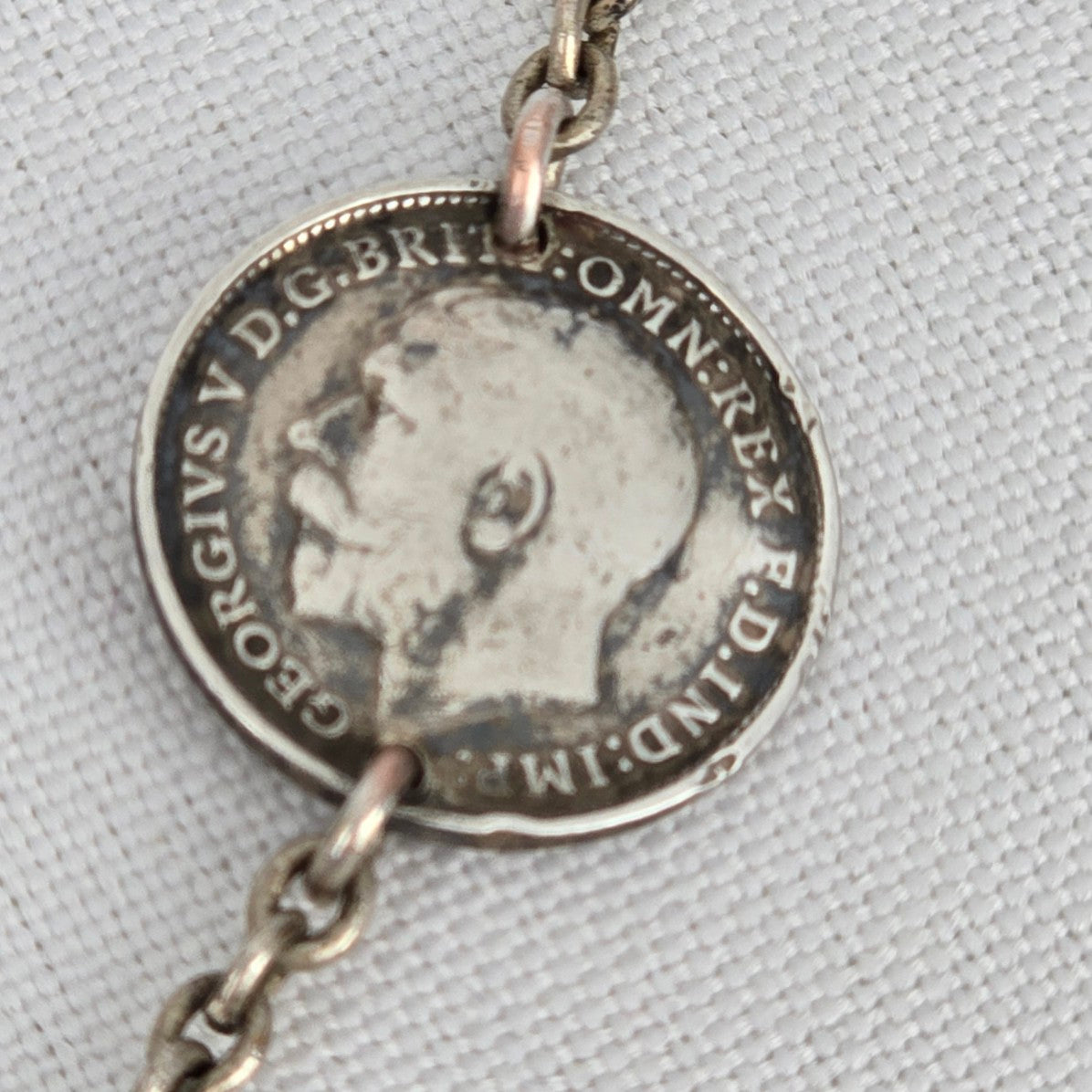 Antique British Silver King George V 3 Pence 1912-1921 Necklace