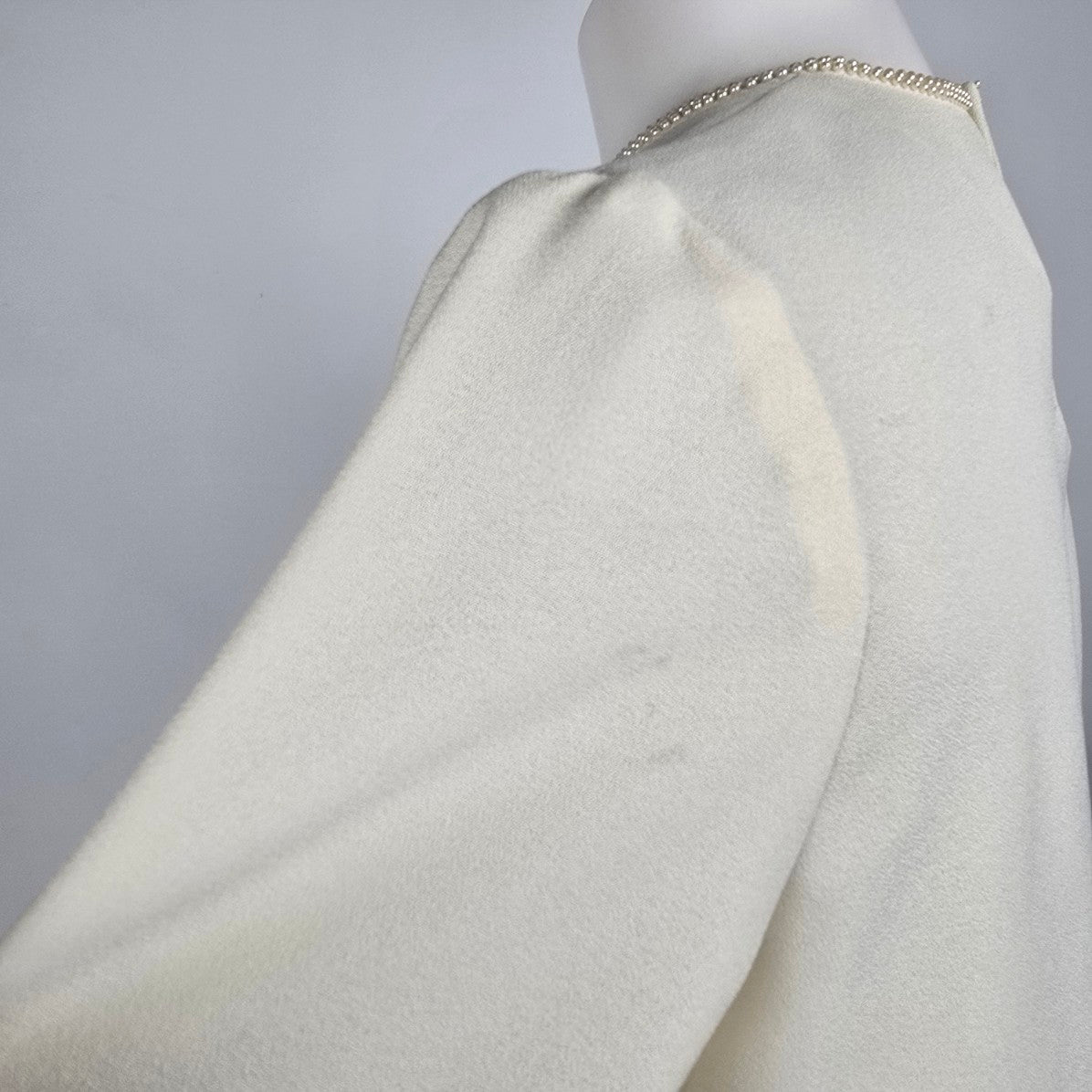 Vintage Talbots Petites Cream Beaded Neck Detail Blouse Top Size 4