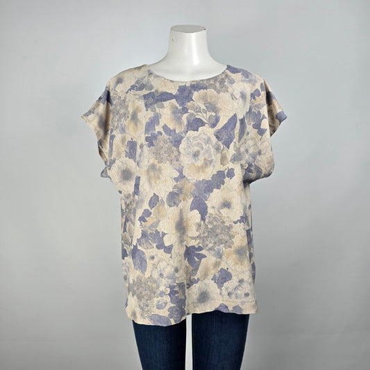 Vintage BBW Sport Floral Short Sleeve Blouse Top Size L