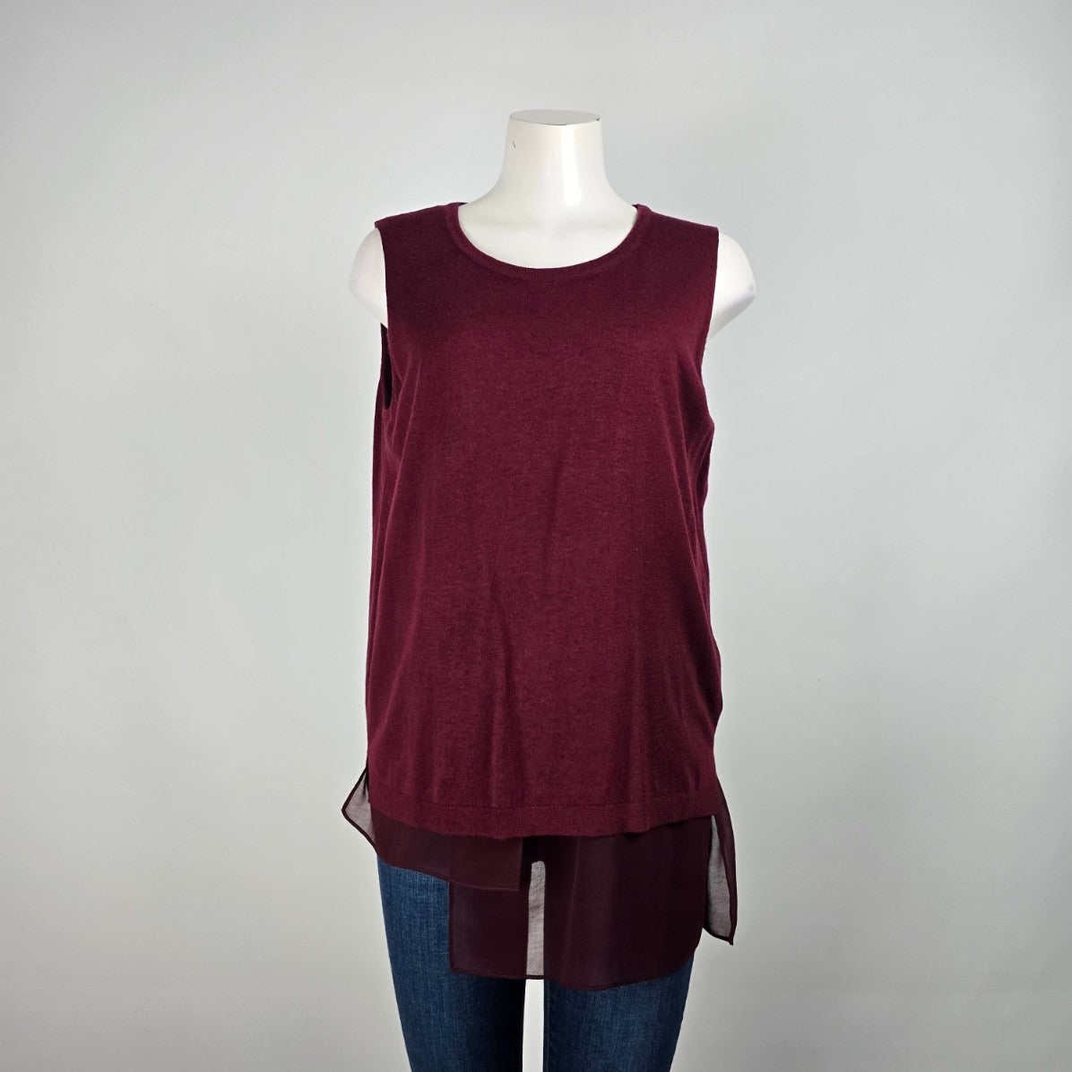 Melanie Lyne Burgundy Sleeveless Knit Top Size L