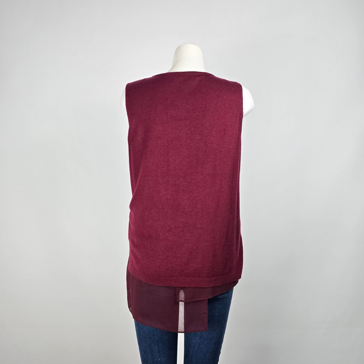 Melanie Lyne Burgundy Sleeveless Knit Top Size L