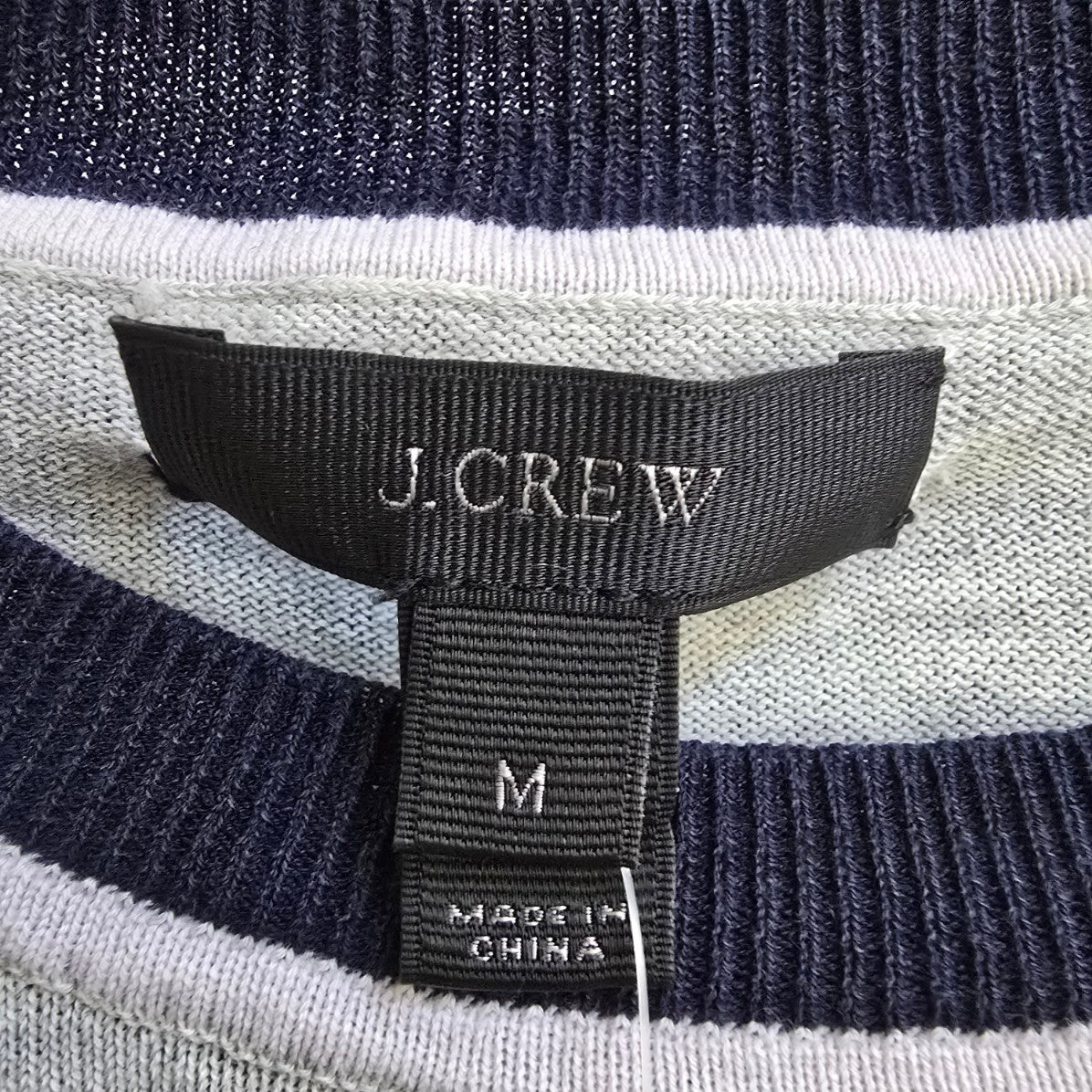 J. Crew Grey Cotton Argyle Print Knit Sweater Size M