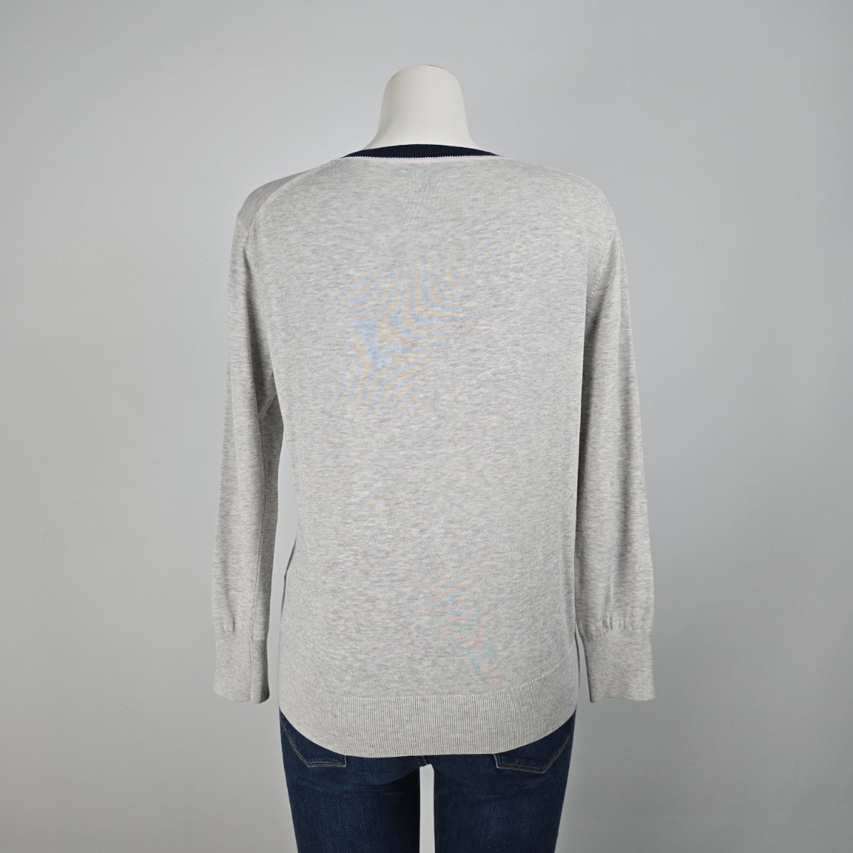 J. Crew Grey Cotton Argyle Print Knit Sweater Size M