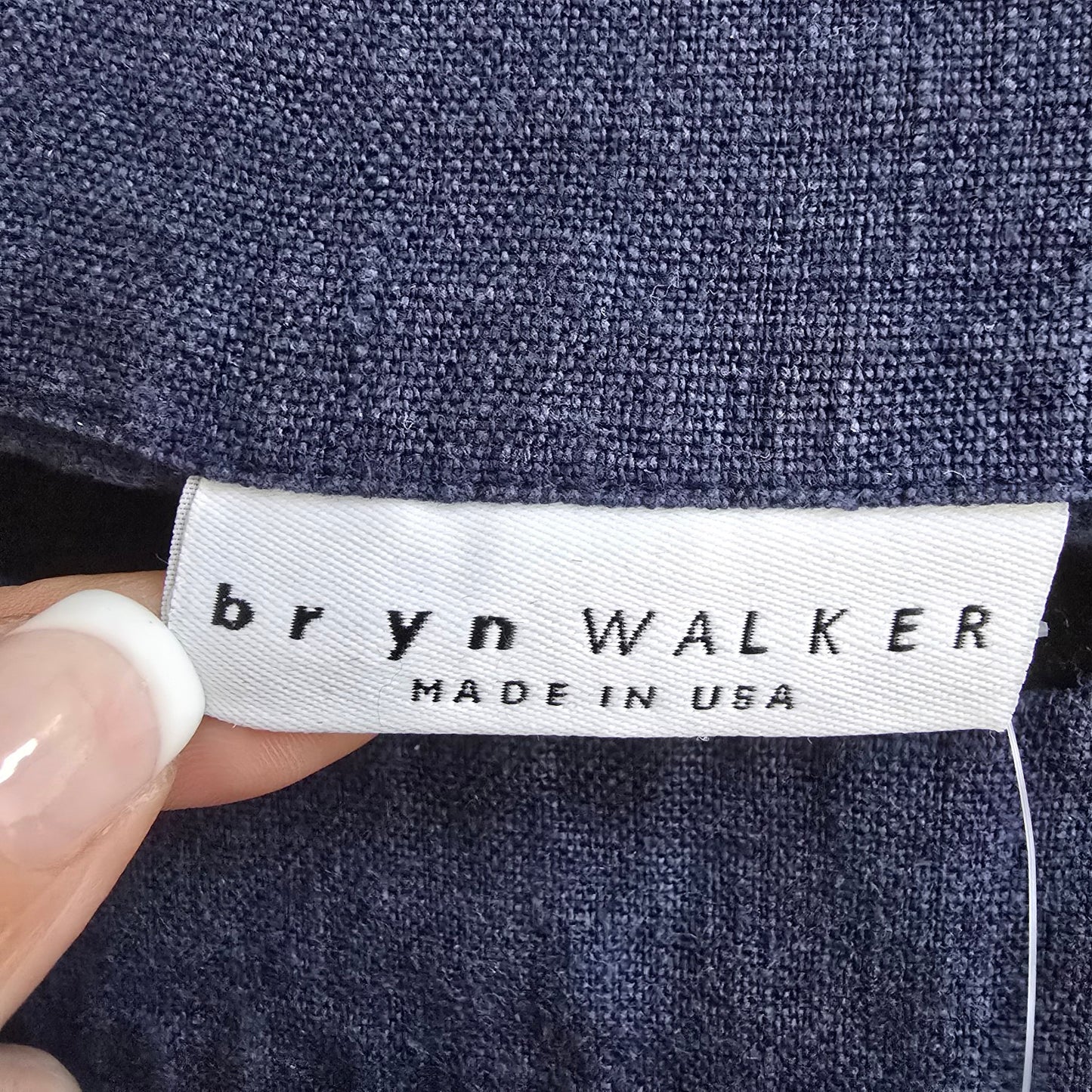Bryn Walker Navy Blue Linen Long Sleeve Blouse Size XS