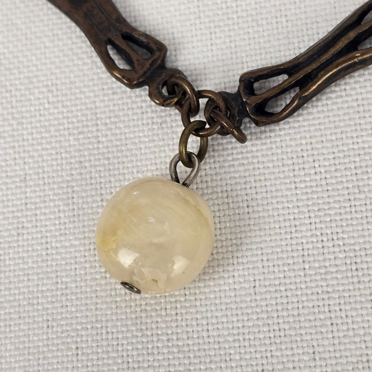 Brown & Cream Beaded Drop Pendant Collar Necklace