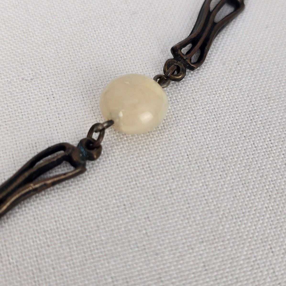 Brown & Cream Beaded Drop Pendant Collar Necklace