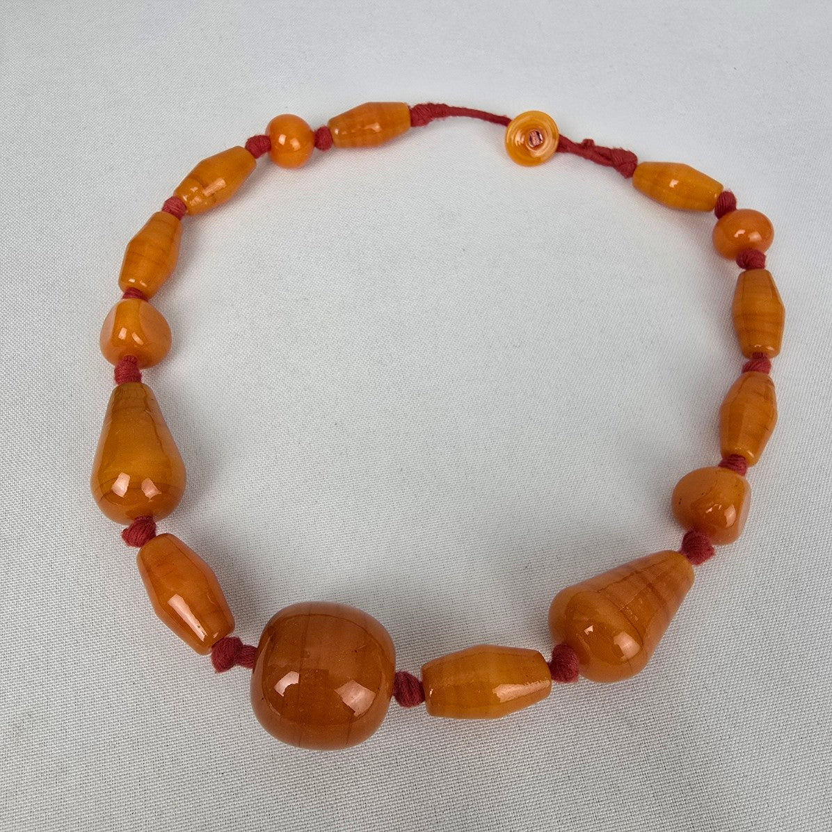 Orange Glass Hand Knotted Chunky Beaded Statement Necklace